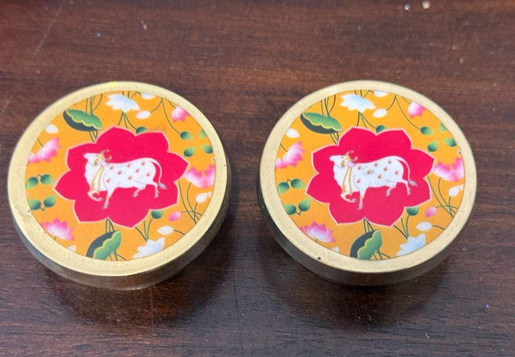 Brass Haldi kumkum Plate & Box Set for Thambulam and Gifting boxes