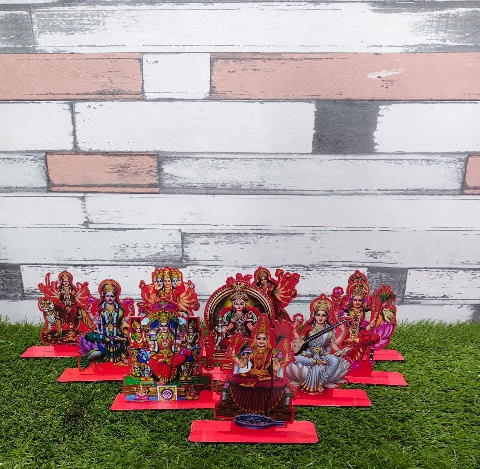 Ashtalakshmi standee | 8 Lakshmi deepam stand | Lakshmi Laminated MDF Decor 4- 6" Height