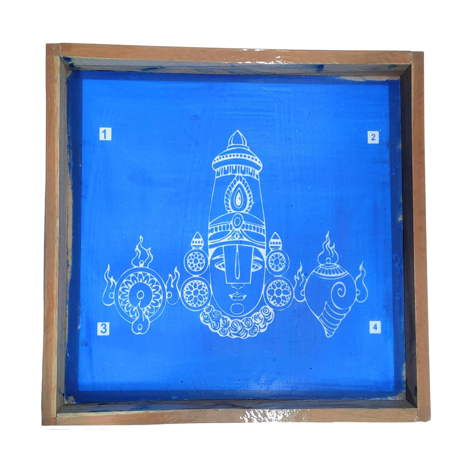 Satyanarayana Swamy Rangoli Stencil for Indian Housewarming or Vratham: Wooden Frame, 10-Inch | Balaji Stencils | Reusable Rangoli Stencils