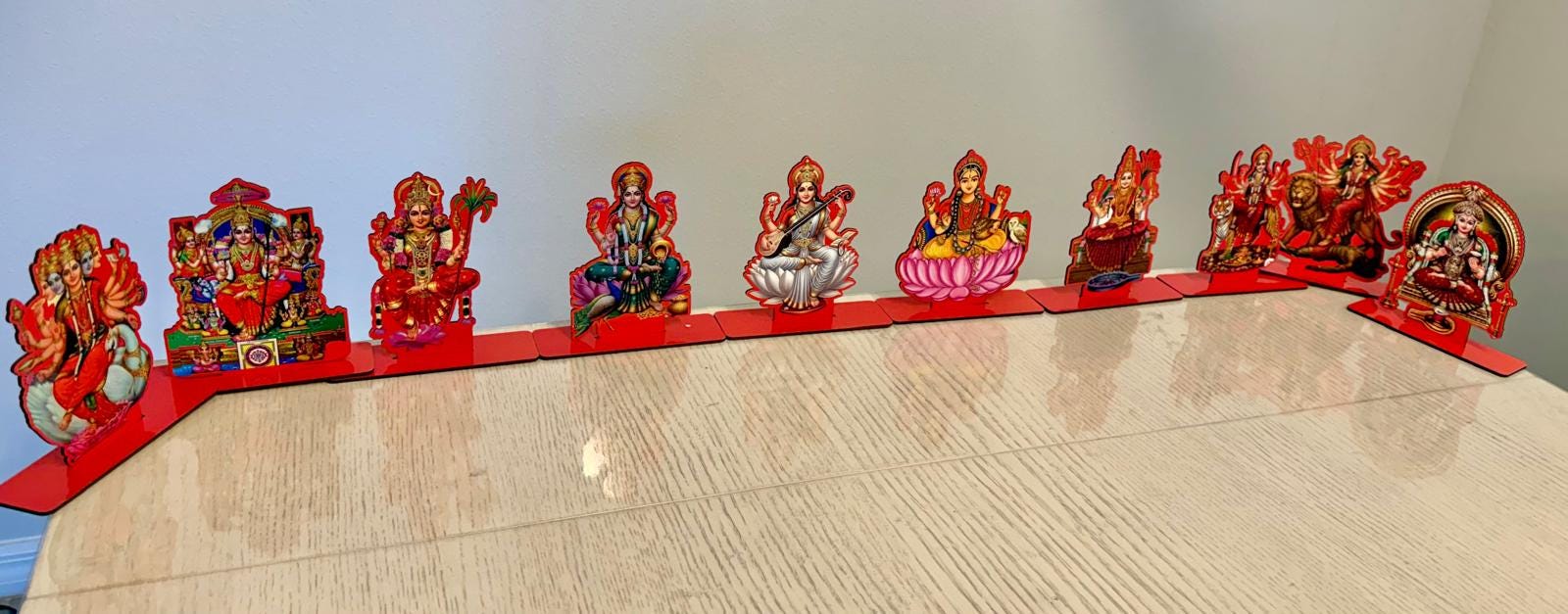 Ashtalakshmi standee | 8 Lakshmi deepam stand | Lakshmi Laminated MDF Decor 4- 6" Height
