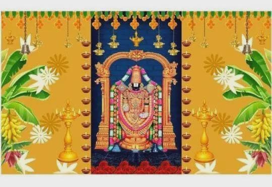 Satyanarayana Pooja Backdrop: Indian Festival Decor, Gruhapravesham, Balaji Venkateswara Swamy