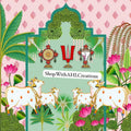 Shanku Chakra Namam Pichwai Mural Cow Art Printed Backdrop Cloth for Pooja Decoration | Housewarming | Satyanarayana Vratham Decor