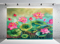 Lotus Decoration Pooja (8ft - 8ft) Backdrop Wedding Decoration Curtain Cloth for Festivals and Celebrations. (Washable Fabric)