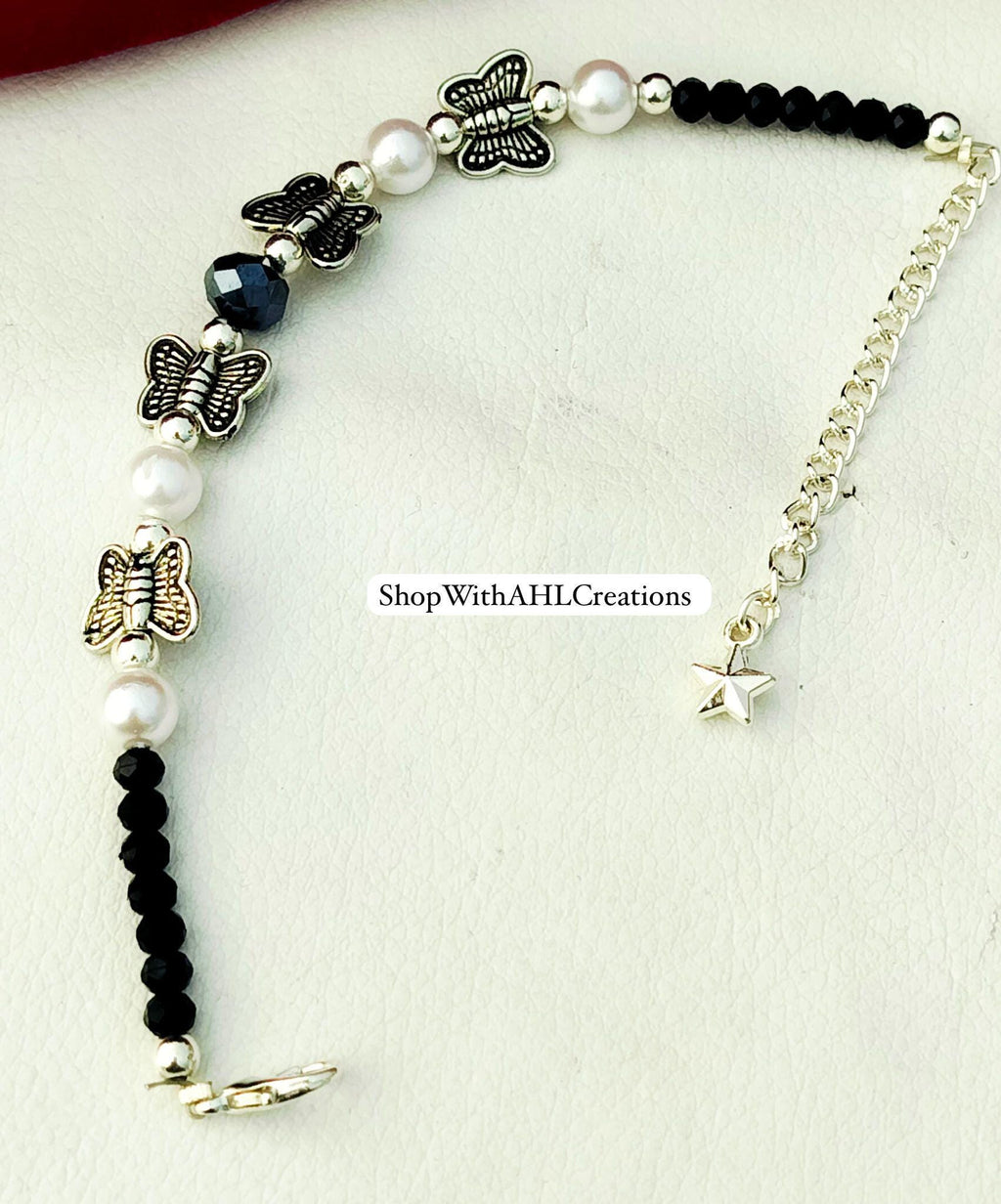 Antique German Silver Butterfly Bracelet | Bracelet for Girls | Unique design in Silver finish | Adjustable bracelet | Gifts for girls