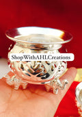 German Silver Elephant Nakkashi Cup/Bowl for Housewarming Gifts | Sravanamasam Pooja Essentials | Silver Coated Bowl with Potli Bag