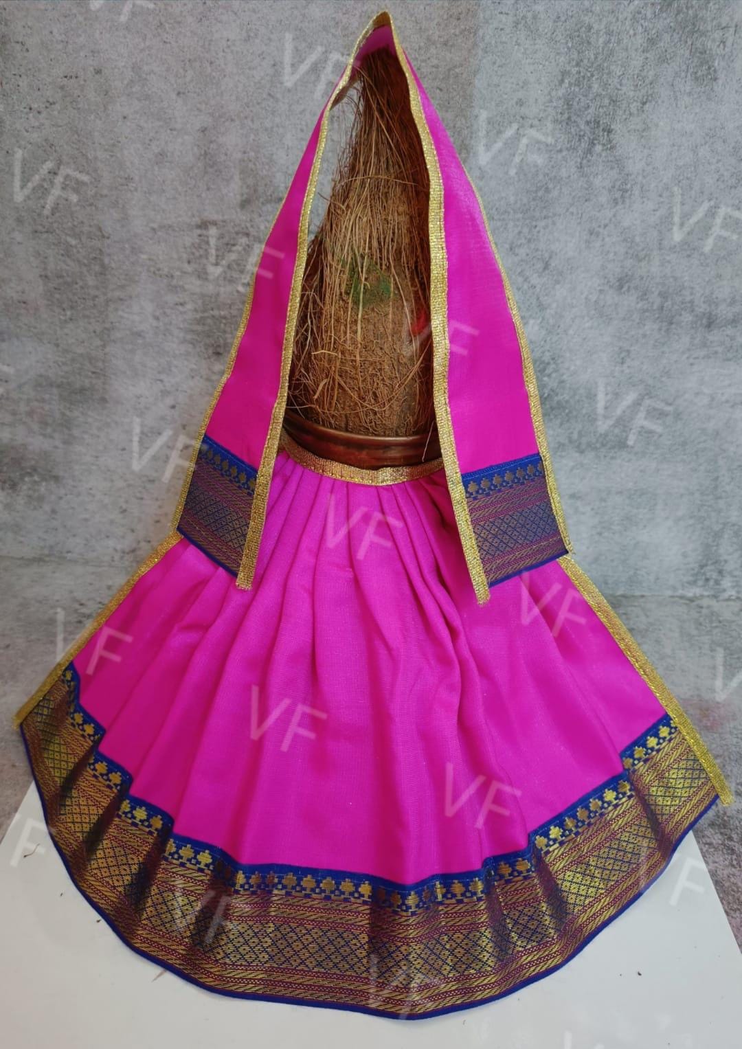 Amman Pavadai | Lehenga Patka/ Cotton/Satin with Jari Border Devi Poshak/ Mata Dress for Deity Decor