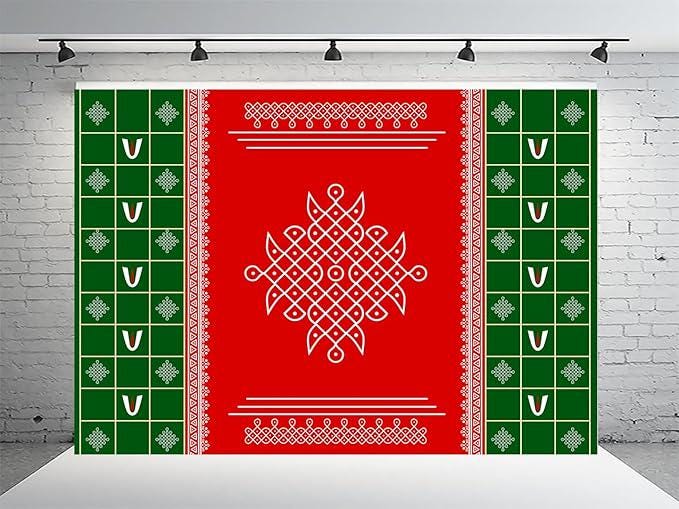 Balaji Namam Backdrop (4FT-8FT) and 8ft - 8FT Cloth for Pooja Decoration,Satyanarayan Pooja, Traditional Background Cloth for Festival.