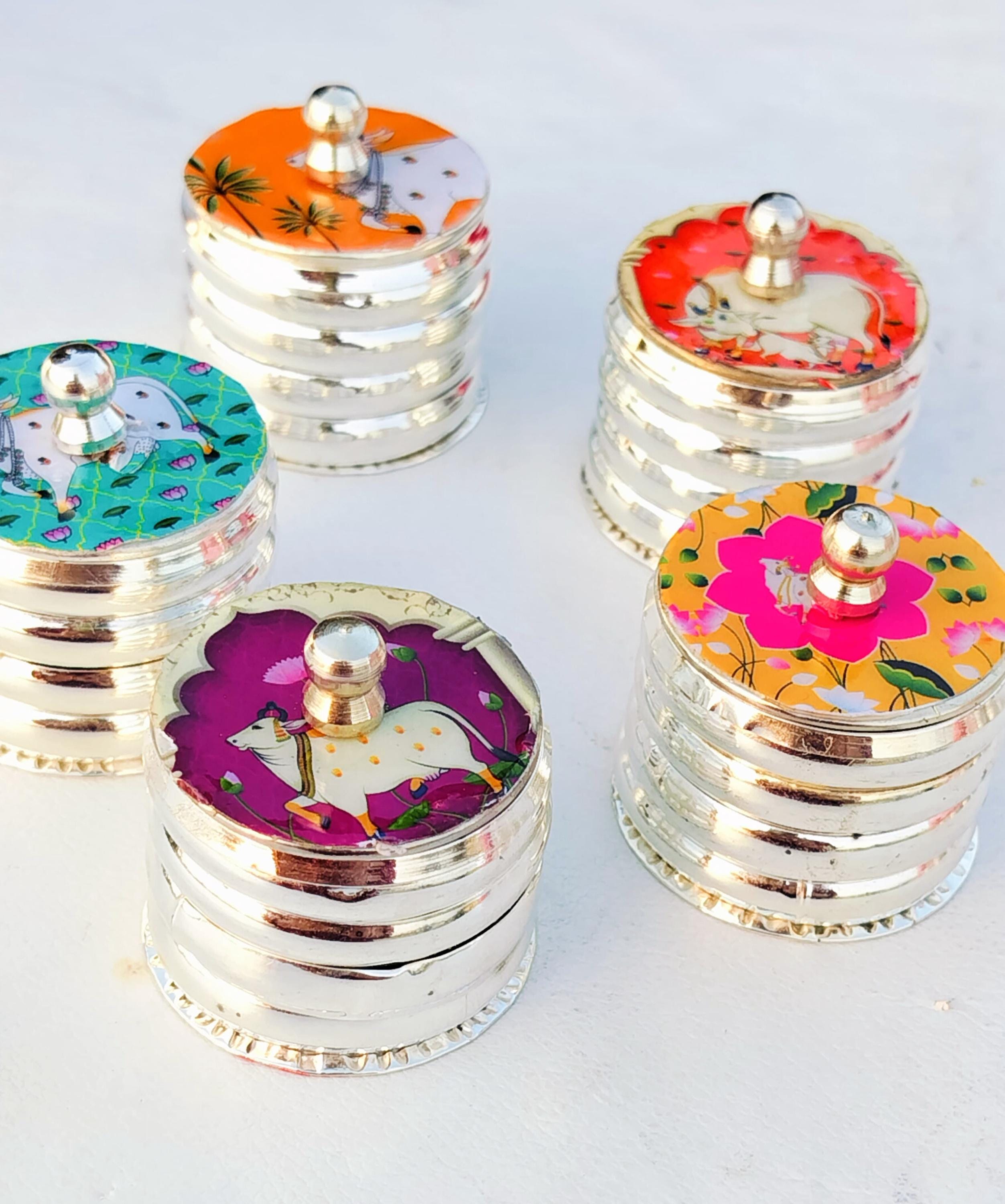 German Silver Coated Tray with Mukhwas set | Return Gifting for Housewarming | Comes with Free Potli!