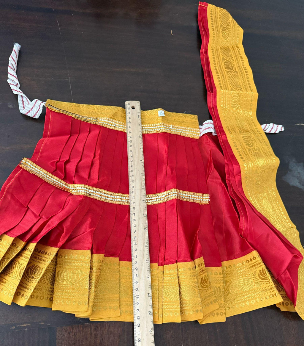 Amman Pavadai | Ammavaru Kalisham Saree | Lehenga Patka/ Cotton/Satin with Jari Border Devi Poshak/ Mata Dress for Deity Decor - 15"