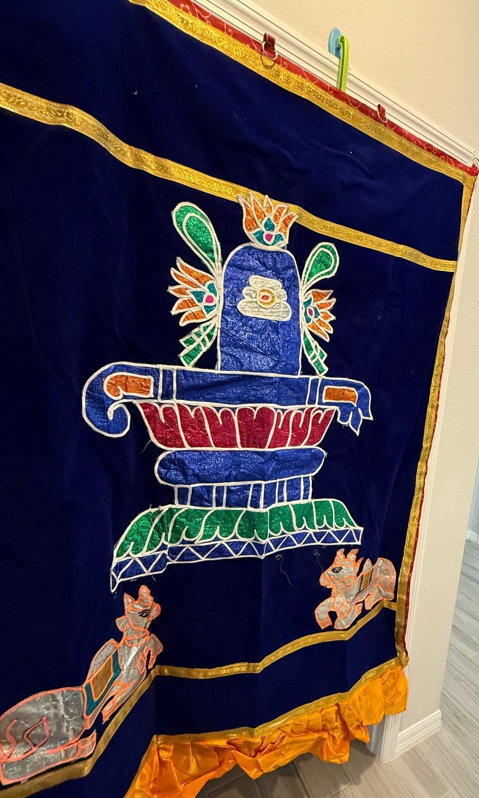 Velvet Shiva Saraswati Backdrop: Temple Pooja Decor (4ft x 6ft)