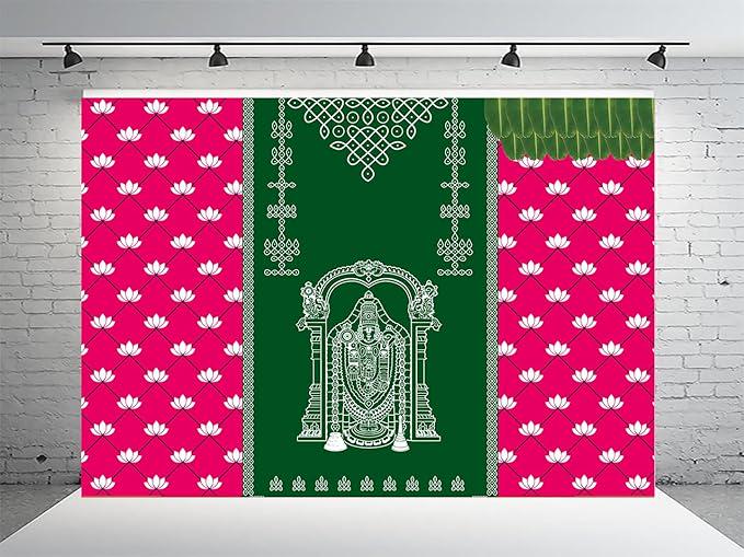 Balaji Namam Backdrop (4FT-8FT) and 8ft - 8FT Cloth for Pooja Decoration,Satyanarayan Pooja, Traditional Background Cloth for Festival.