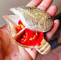 German Silver Daily Pooja Items | Traditional Desi Return Gifts | German silver Diya, Kumkum Dibbi | Comes with Free Potli!