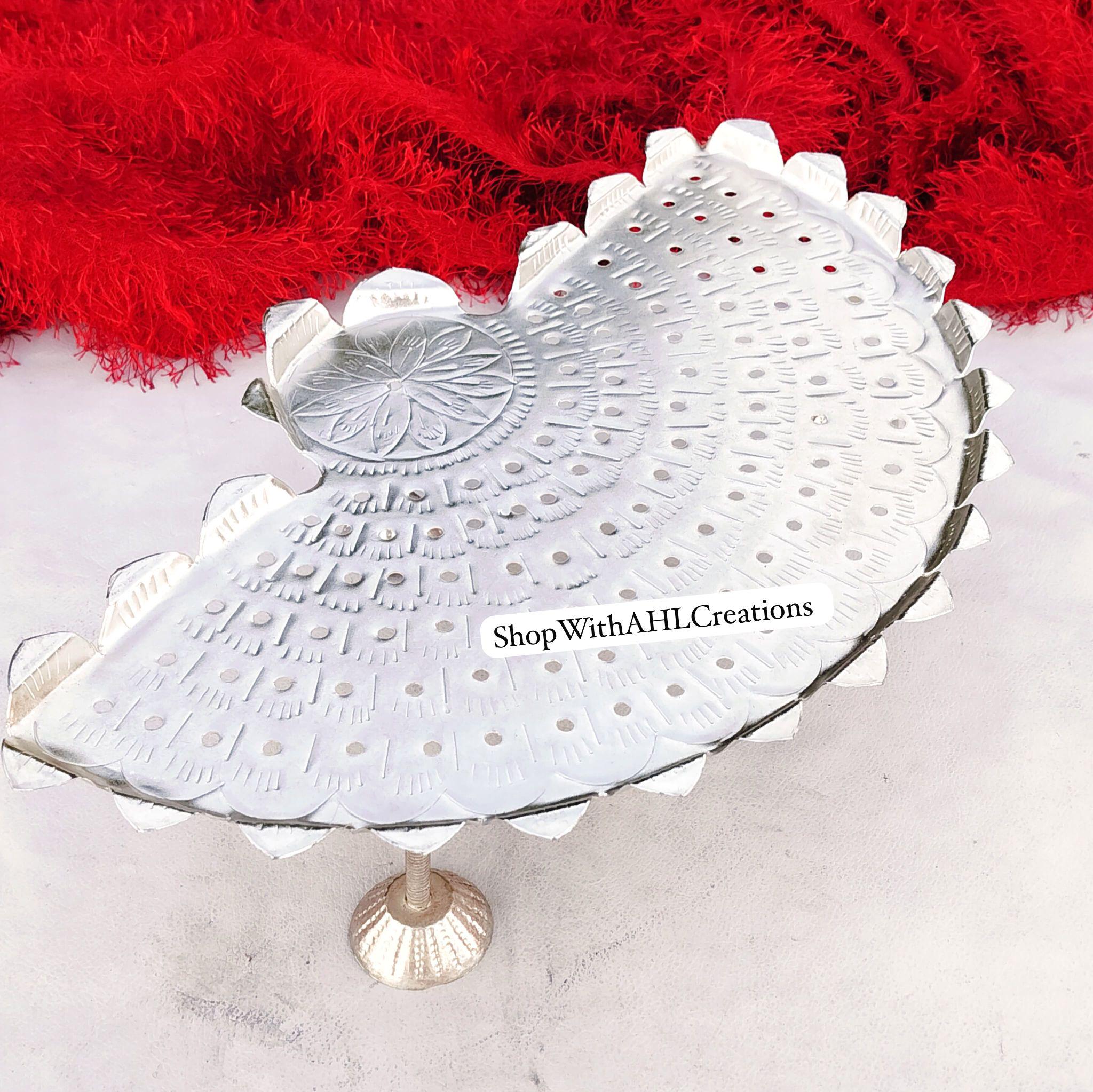 German Silver Ashtottram Stand with Lakshmi Idol: Varalakshmi Vratham Pooja