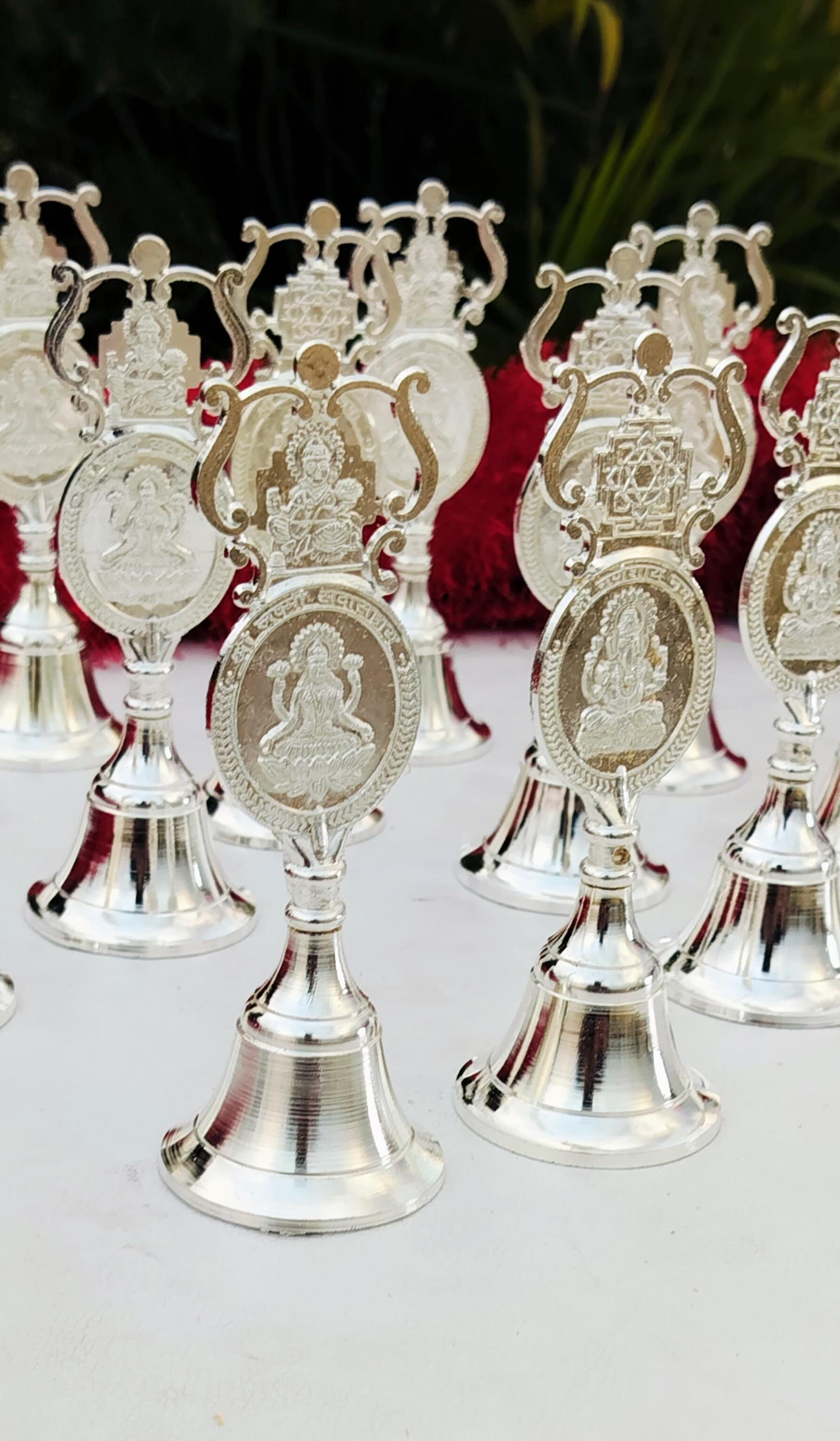 German Silver Om Diya with Bell or Ganesha Bell for daily Pooja