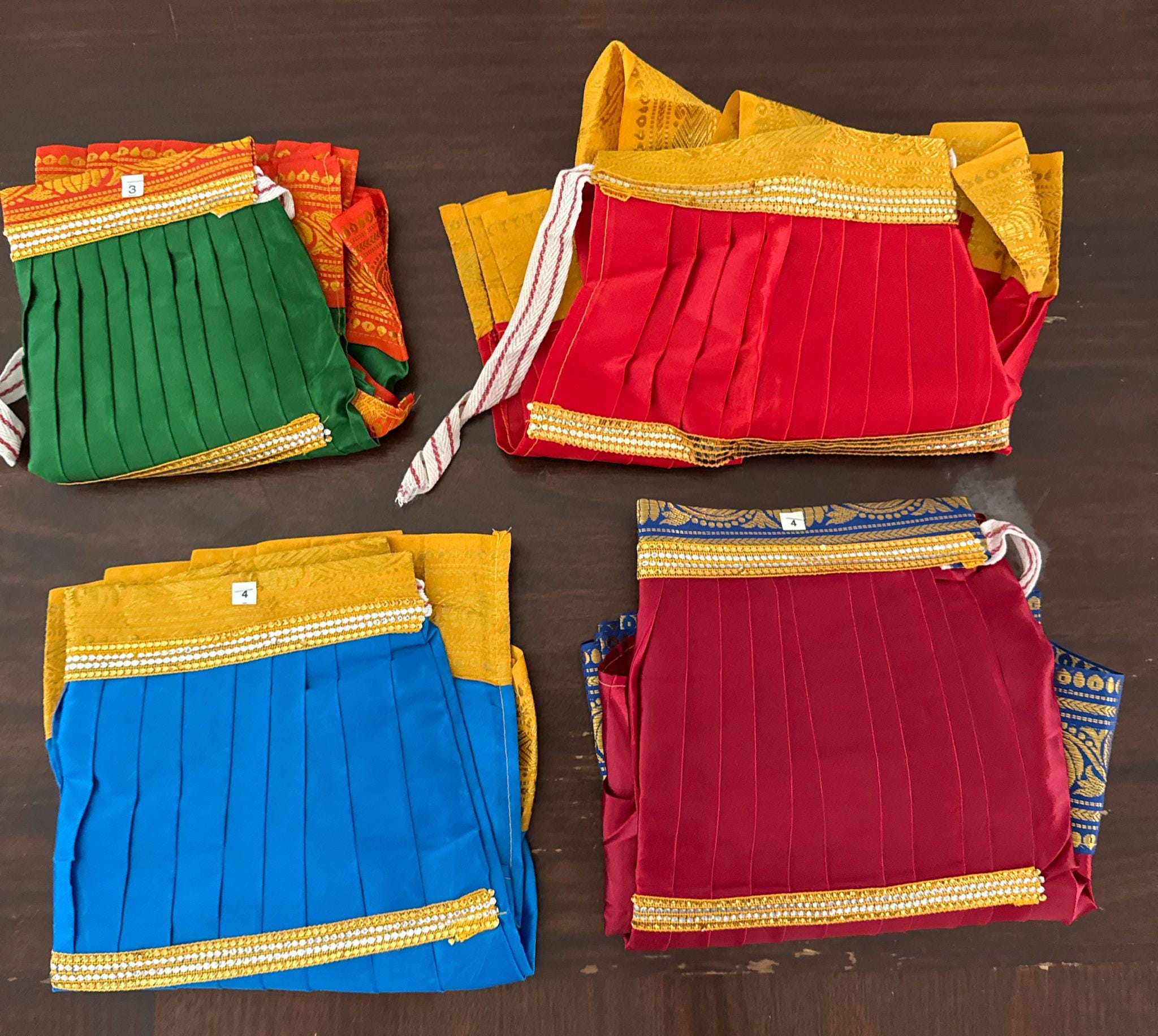 Amman Pavadai | Ammavaru Kalisham Saree | Lehenga Patka/ Cotton/Satin with Jari Border Devi Poshak/ Mata Dress for Deity Decor - 15"