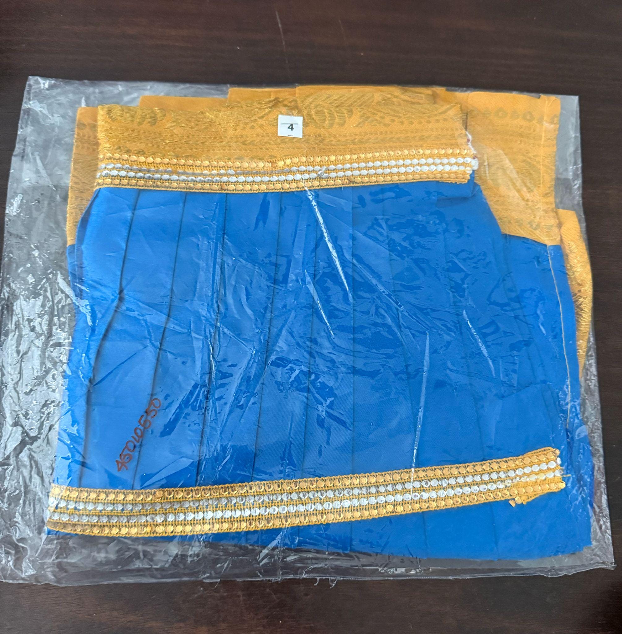Amman Pavadai | Ammavaru Kalisham Saree | Lehenga Patka/ Cotton/Satin with Jari Border Devi Poshak/ Mata Dress for Deity Decor - 15"