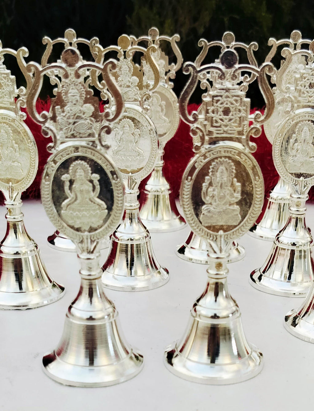 German Silver Om Diya with Bell or Ganesha Bell for daily Pooja