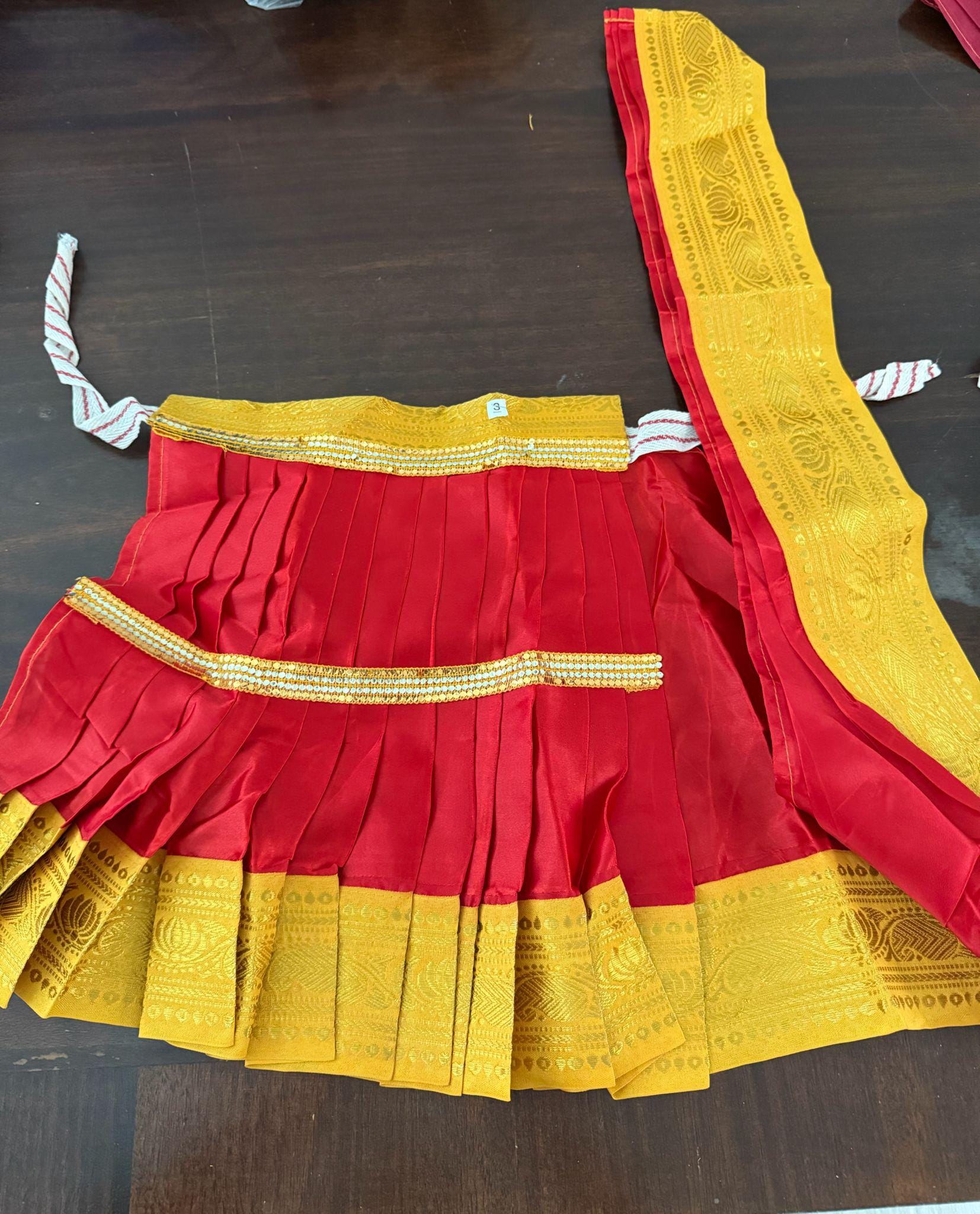 Amman Pavadai | Ammavaru Kalisham Saree | Lehenga Patka/ Cotton/Satin with Jari Border Devi Poshak/ Mata Dress for Deity Decor - 15"