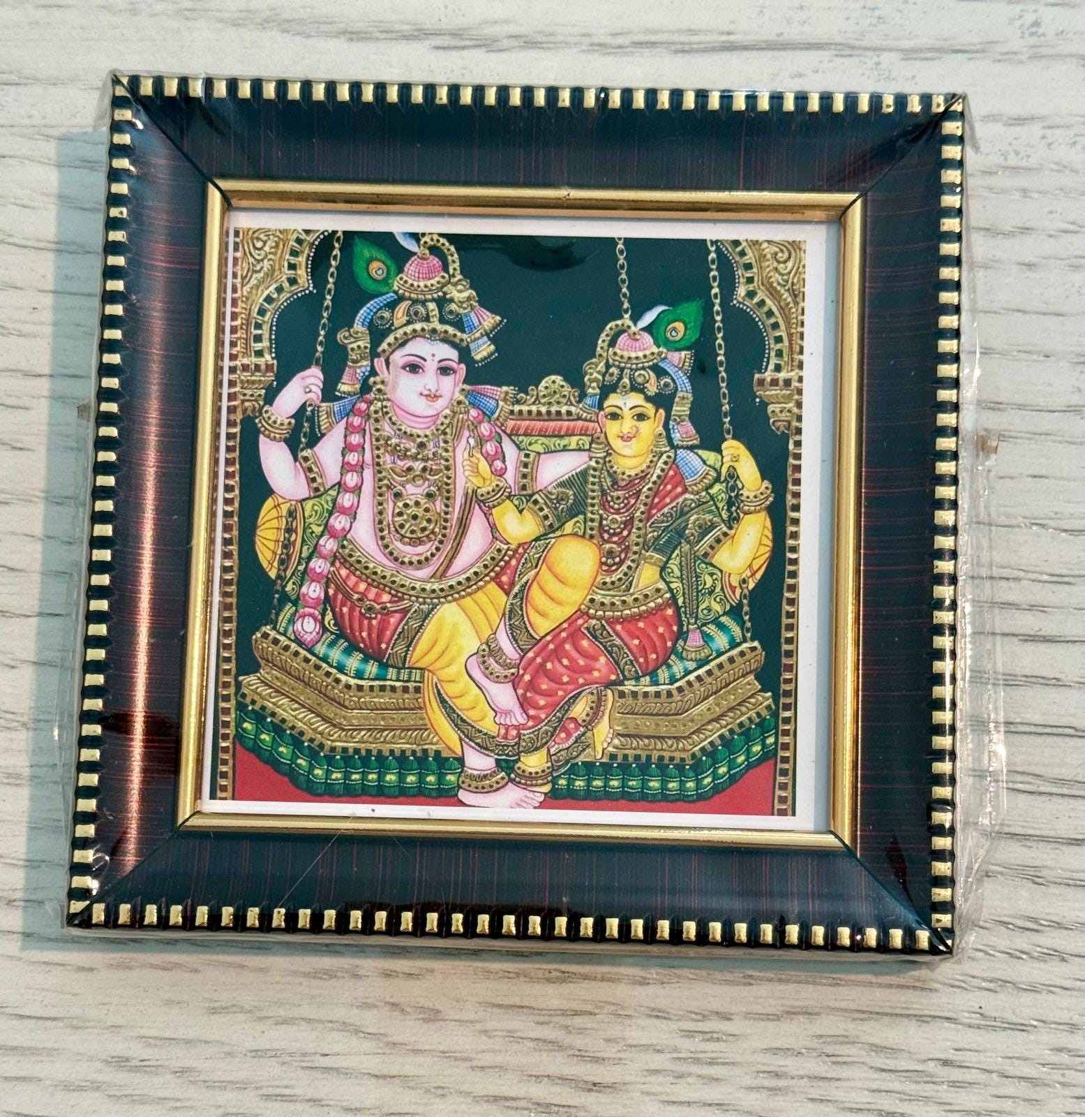 Tanjore Style Hindu God Photo Frame: Small Altar Decor