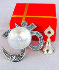 German Silver Om Diya with Bell or Ganesha Bell for daily Pooja