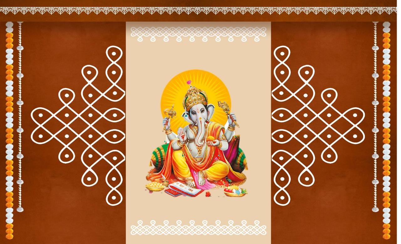 Ganesha with Kolam Backdrop | Festival & Housewarming Decor