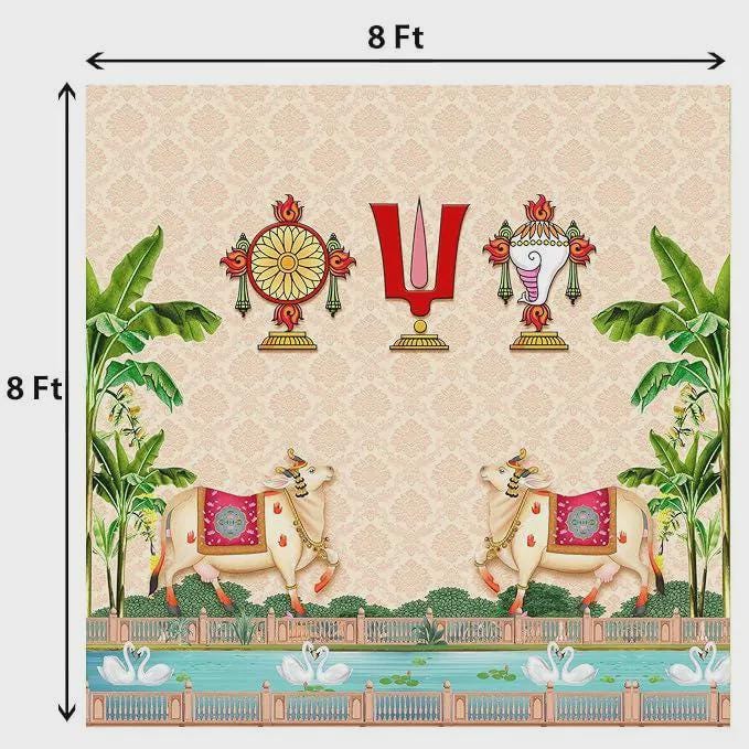 Balaji Namam Backdrop (4FT-8FT) and 8ft - 8FT Cloth for Pooja Decoration,Satyanarayan Pooja, Traditional Background Cloth for Festival.