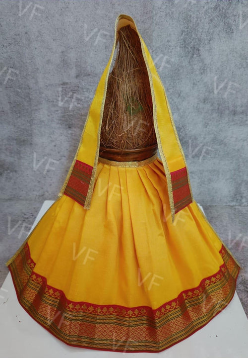 Amman Pavadai | Lehenga Patka/ Cotton/Satin with Jari Border Devi Poshak/ Mata Dress for Deity Decor