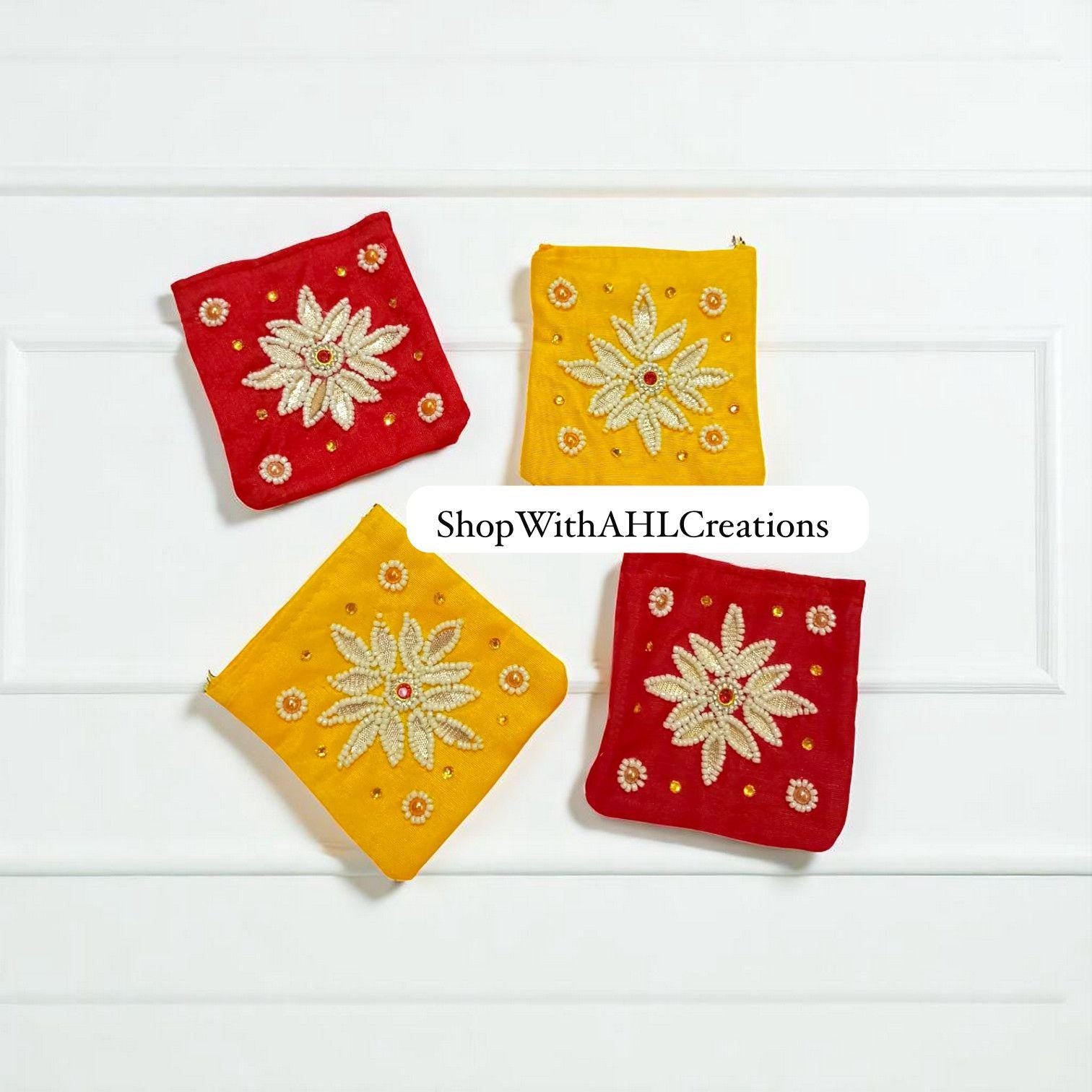 Silver Coin Pouches Set: Diwali Return Gifts - Set of 6