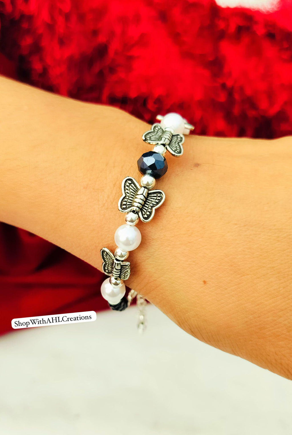 Antique German Silver Butterfly Bracelet | Bracelet for Girls | Unique design in Silver finish | Adjustable bracelet | Gifts for girls