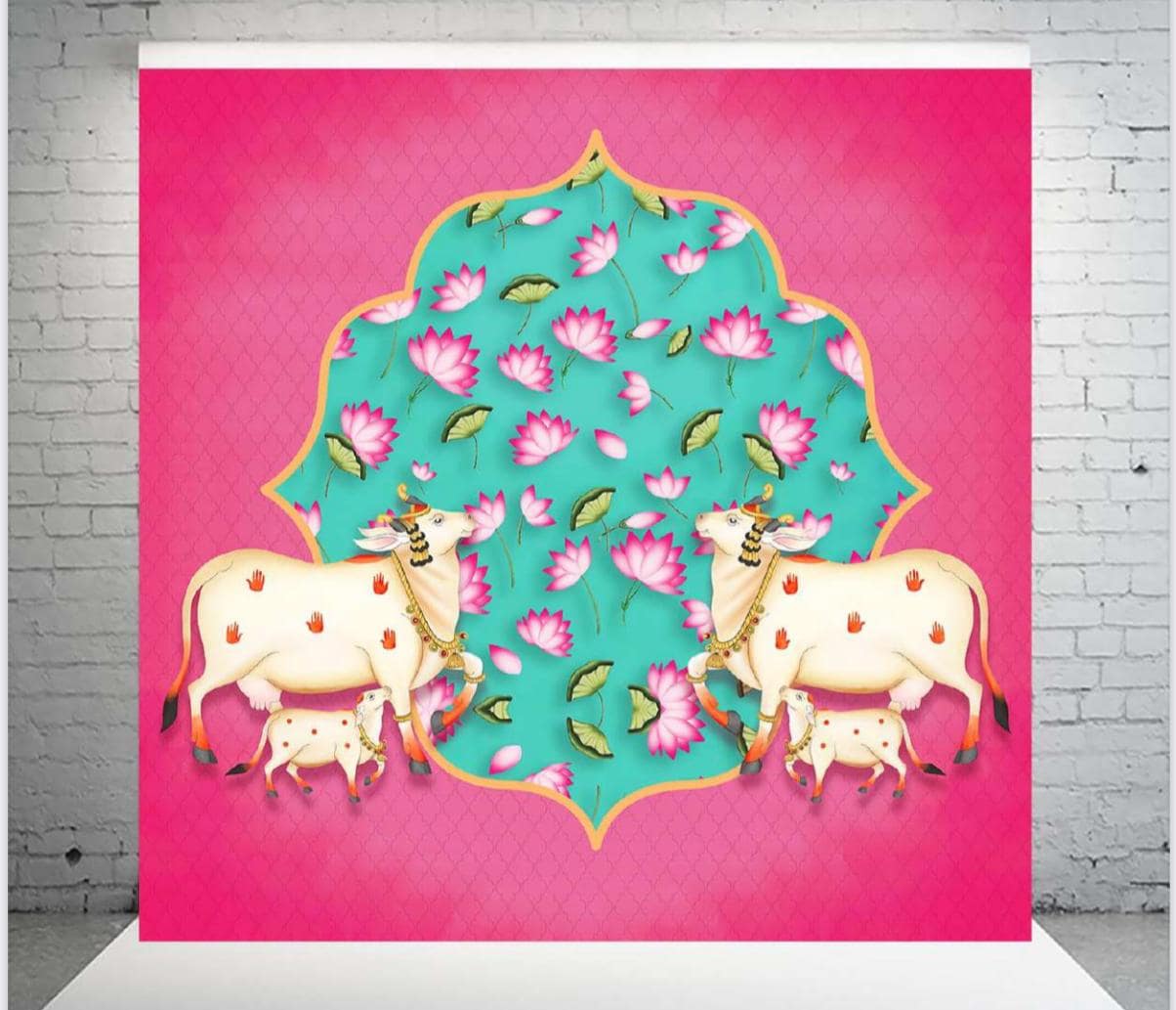 Pichwai Lotus Backdrop in different sizes Washable Fabric for Pooja Decoration