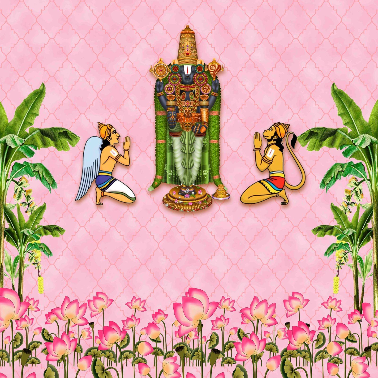 Balaji Namam Backdrop (4FT-8FT) and 8ft - 8FT Cloth for Pooja Decoration,Satyanarayan Pooja, Traditional Background Cloth for Festival.