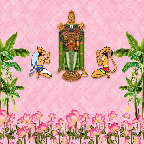 Balaji Namam Backdrop (4FT-8FT) and 8ft - 8FT Cloth for Pooja Decoration,Satyanarayan Pooja, Traditional Background Cloth for Festival.