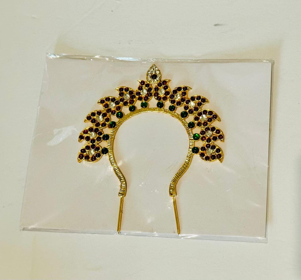 God Jewelry Hair Accessory, Metal Arch, Flower Bun | Navaratri ammavaru alankarana | Varalakshmi Vratham | Kuchipudi | Bharatanatyam Dance