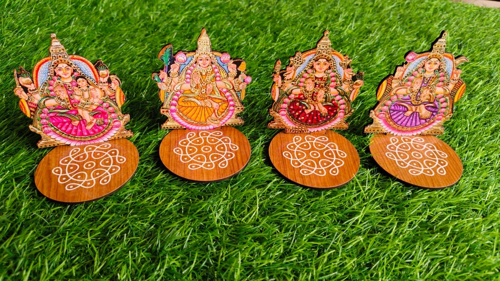 Ashtalakshmi standee | 8 Lakshmi deepam stand | Lakshmi Laminated MDF Decor 4- 6" Height
