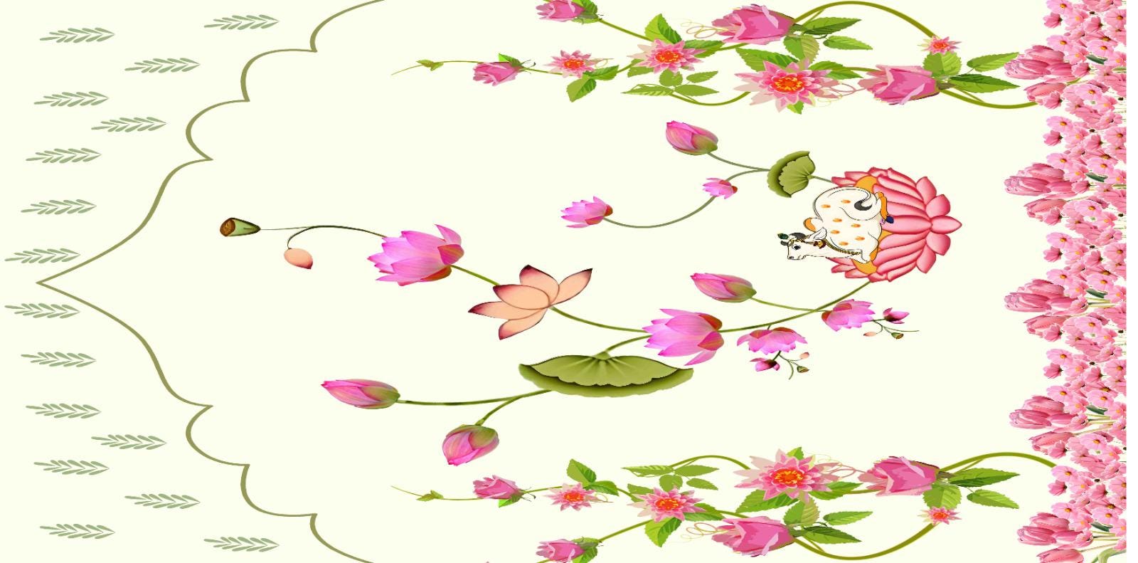 Lotus & Cow Backdrop: Indian Pooja Decor, Seemantham Decoration