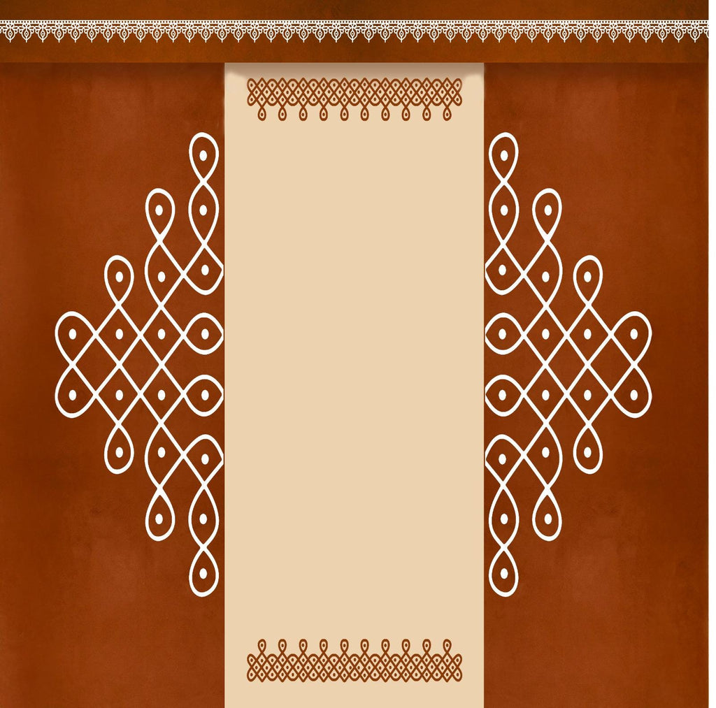 Kolam Backdrop in Terracota for Indian festivals | Housewarming decor | Ganesh Chaturti Decoration | 8ft-10ft| 5FT-8FT | 8ft- 8ft