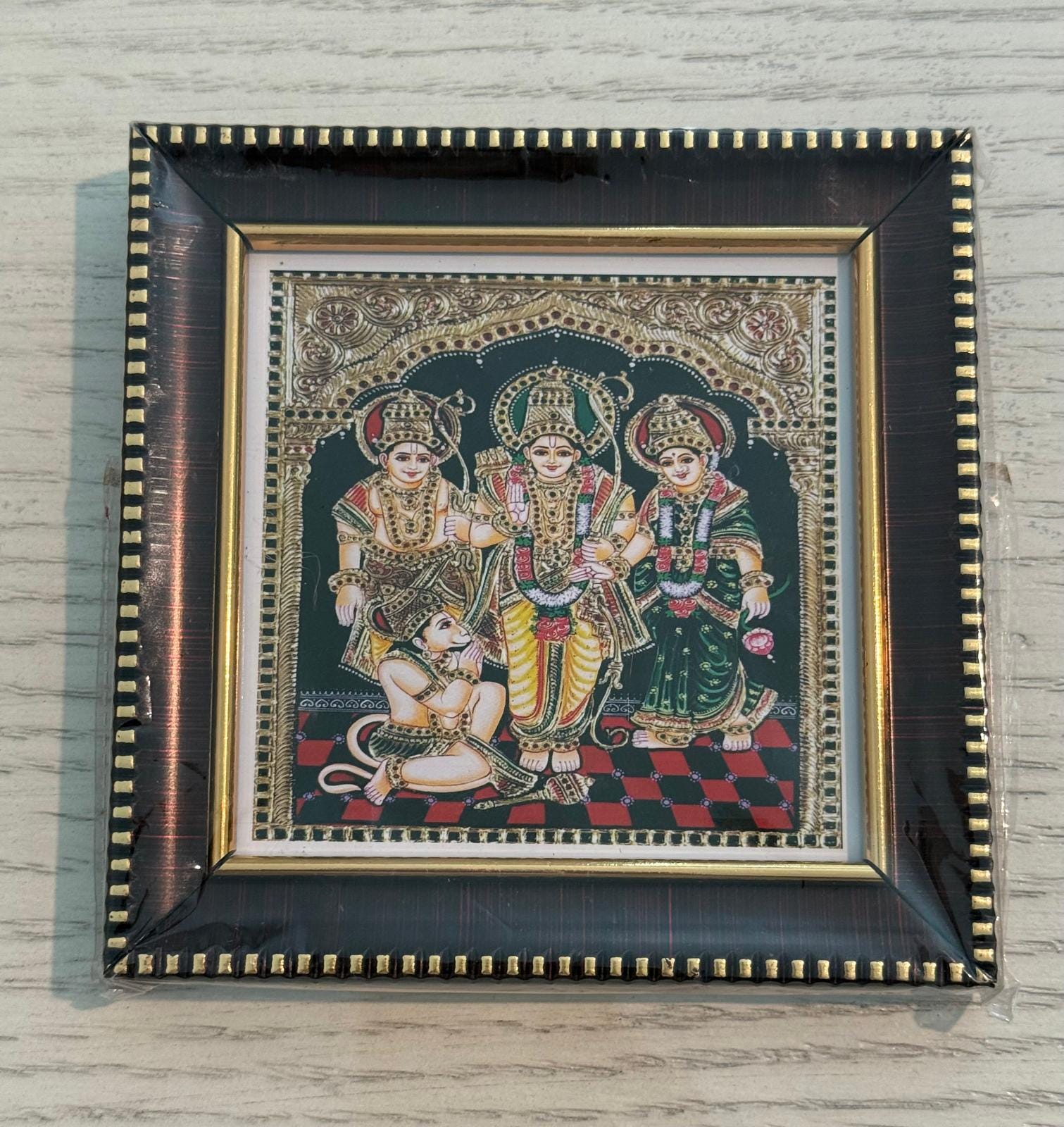 Tanjore Style Hindu God Photo Frame: Small Altar Decor