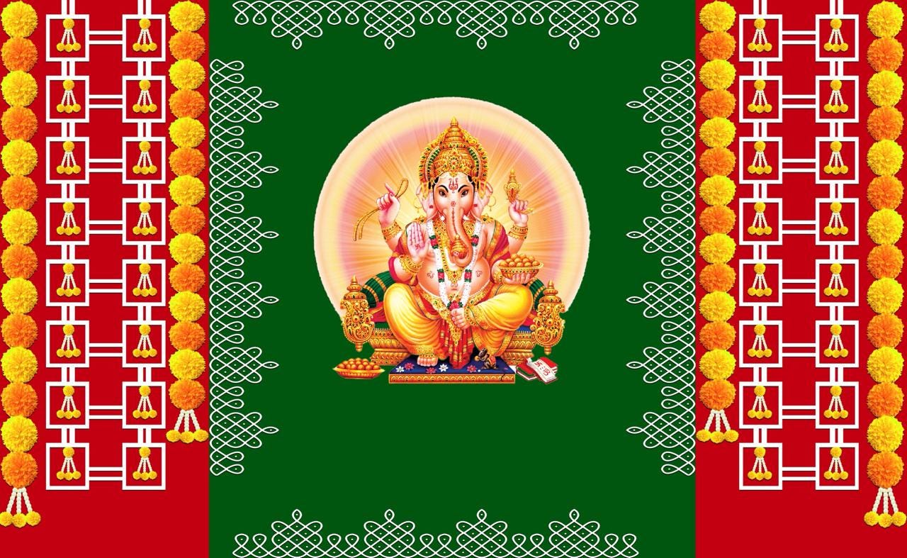 Ganesha with Kolam Backdrop | Festival & Housewarming Decor