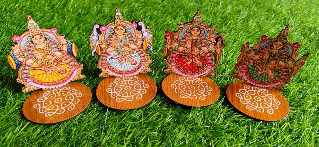 Ashtalakshmi standee | 8 Lakshmi deepam stand | Lakshmi Laminated MDF Decor 4- 6" Height