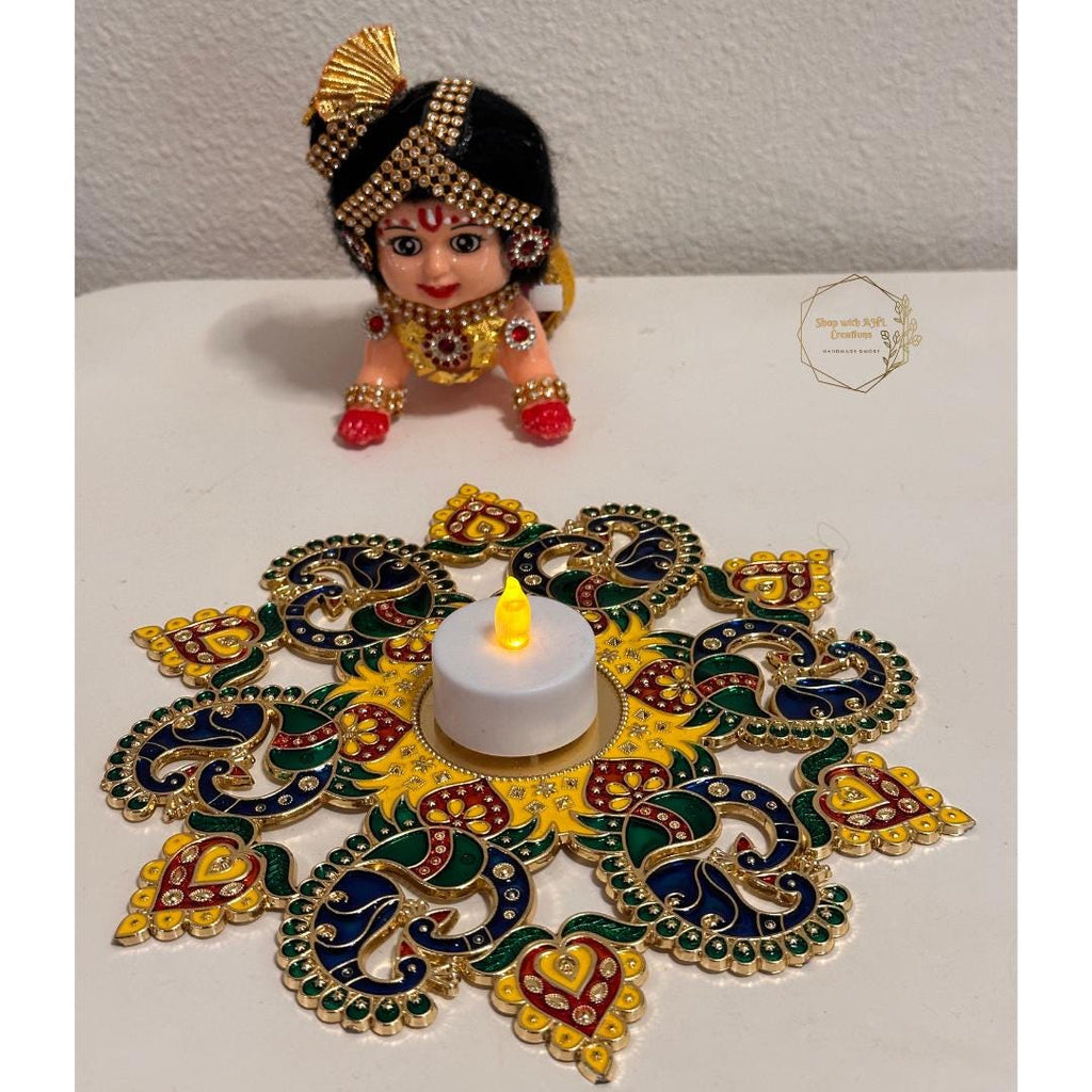 Baby Krishna | Crawling Krishna Doll 4" W approx | Krishnashtami decor | Baby ceremony | Annaprasana decor
