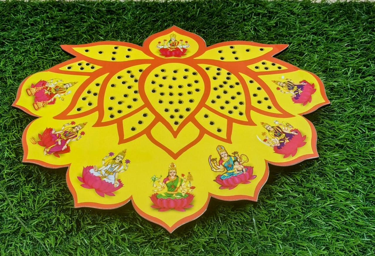 MDF Laminated Ashtalakshmi stand Ashtottram Flower Stand for Diwali Lakshmi Pooja | Varalakshmi Vratham and Navartri Pooja