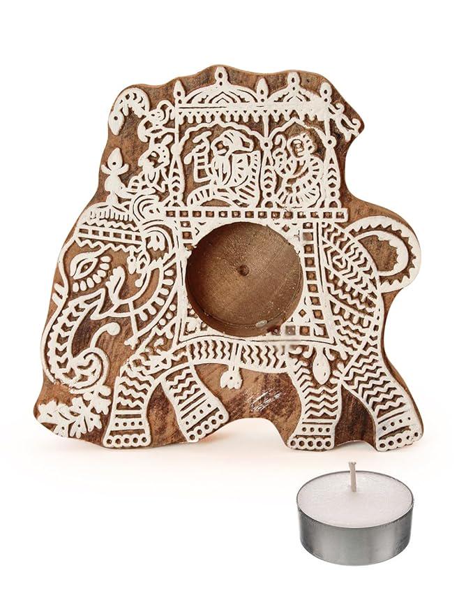 Handmade Wooden Tealight Candle Holder: Diwali Home Decor