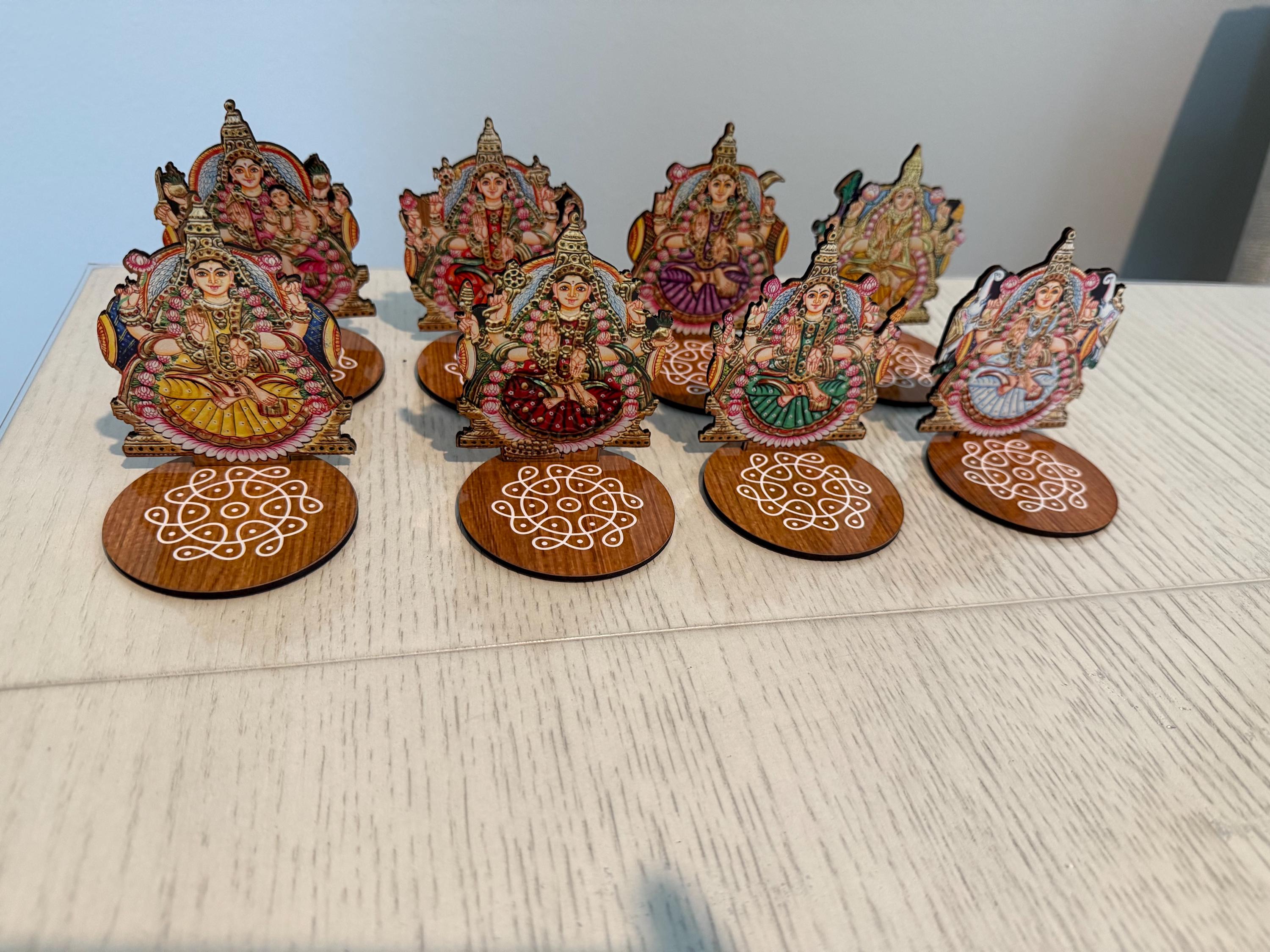 Ashtalakshmi standee | 8 Lakshmi deepam stand | Lakshmi Laminated MDF Decor 4- 6" Height