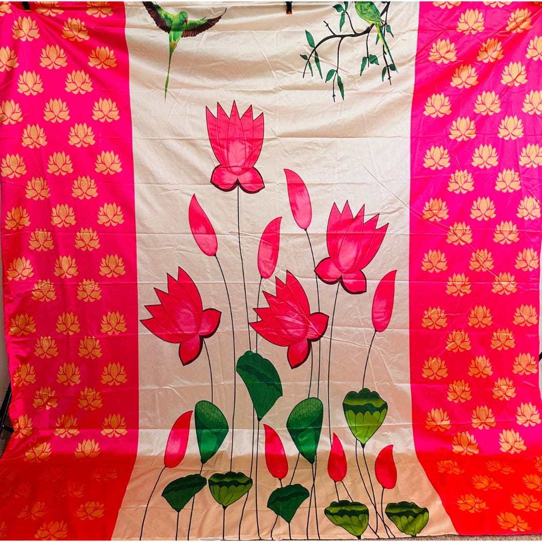 Pichwai Lotus Backdrop in different sizes Washable Fabric for Pooja Decoration