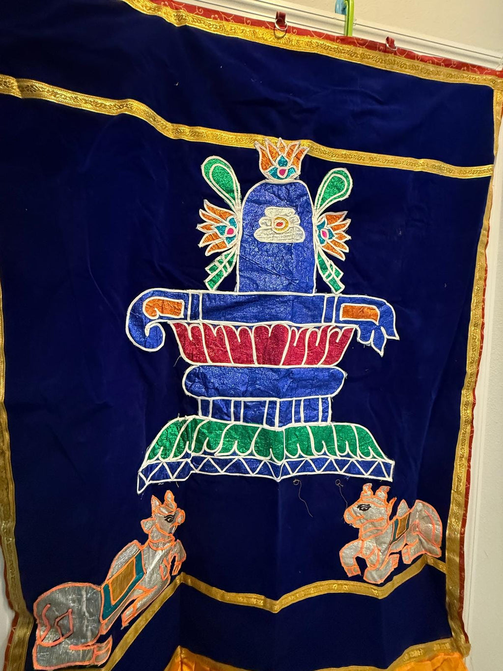 Velvet Shiva Saraswati Backdrop: Temple Pooja Decor (4ft x 6ft)