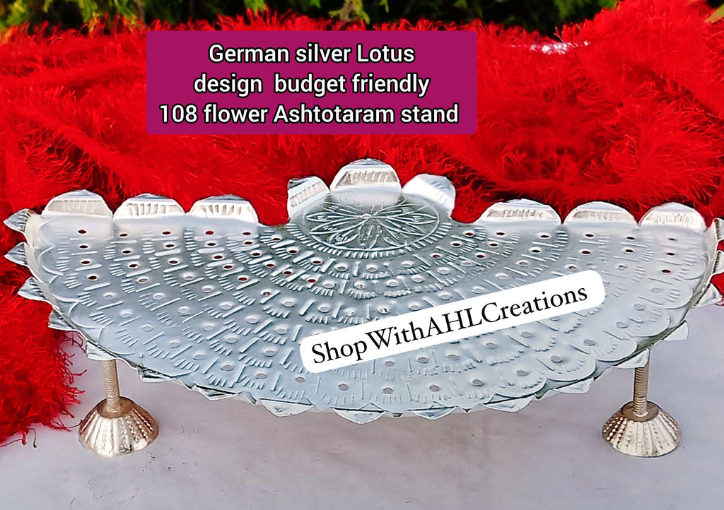 German Silver Ashtottram Stand with Lakshmi Idol: Varalakshmi Vratham Pooja