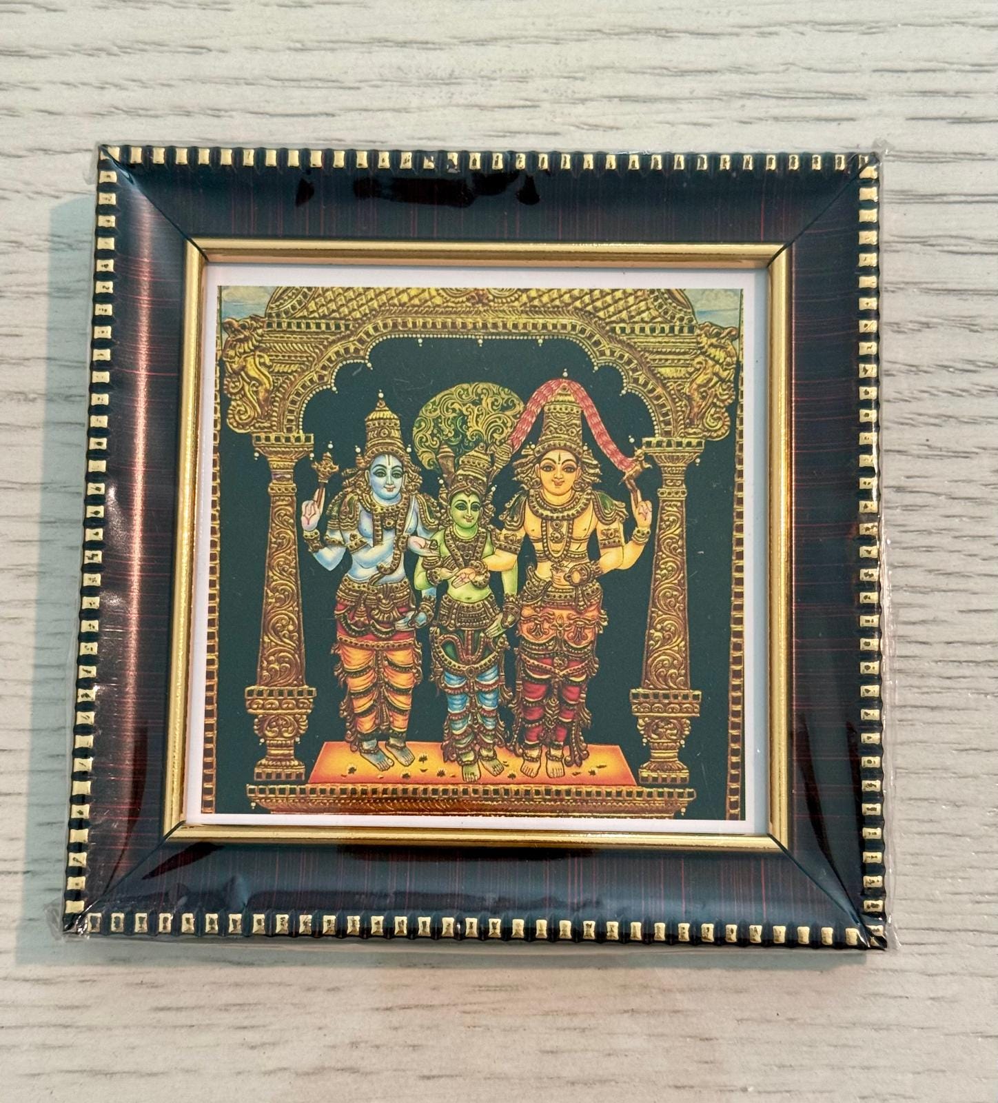Tanjore Style Hindu God Photo Frame: Small Altar Decor