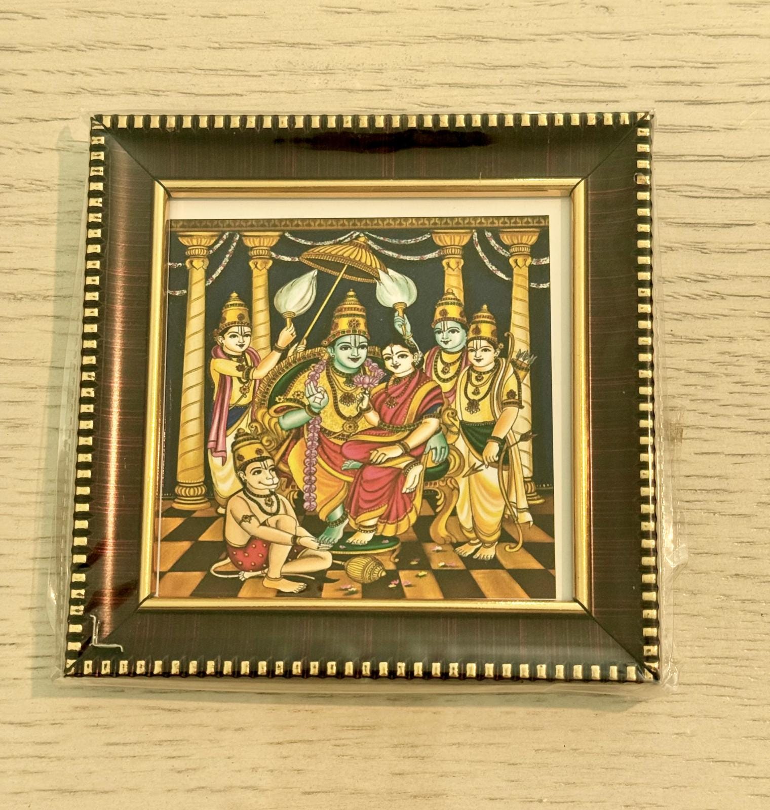 Tanjore Style Hindu God Photo Frame: Small Altar Decor