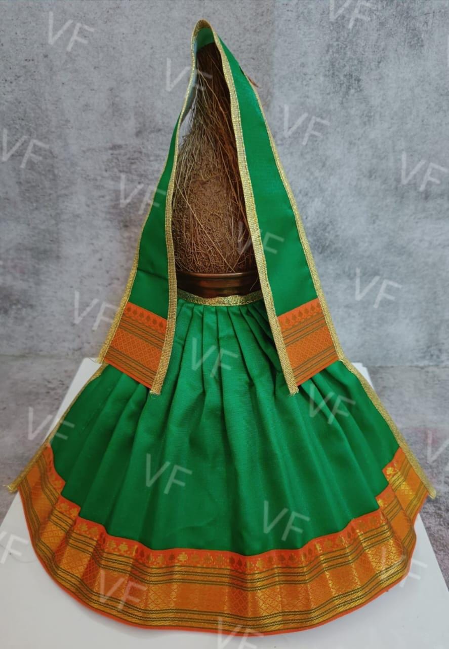 Amman Pavadai | Lehenga Patka/ Cotton/Satin with Jari Border Devi Poshak/ Mata Dress for Deity Decor