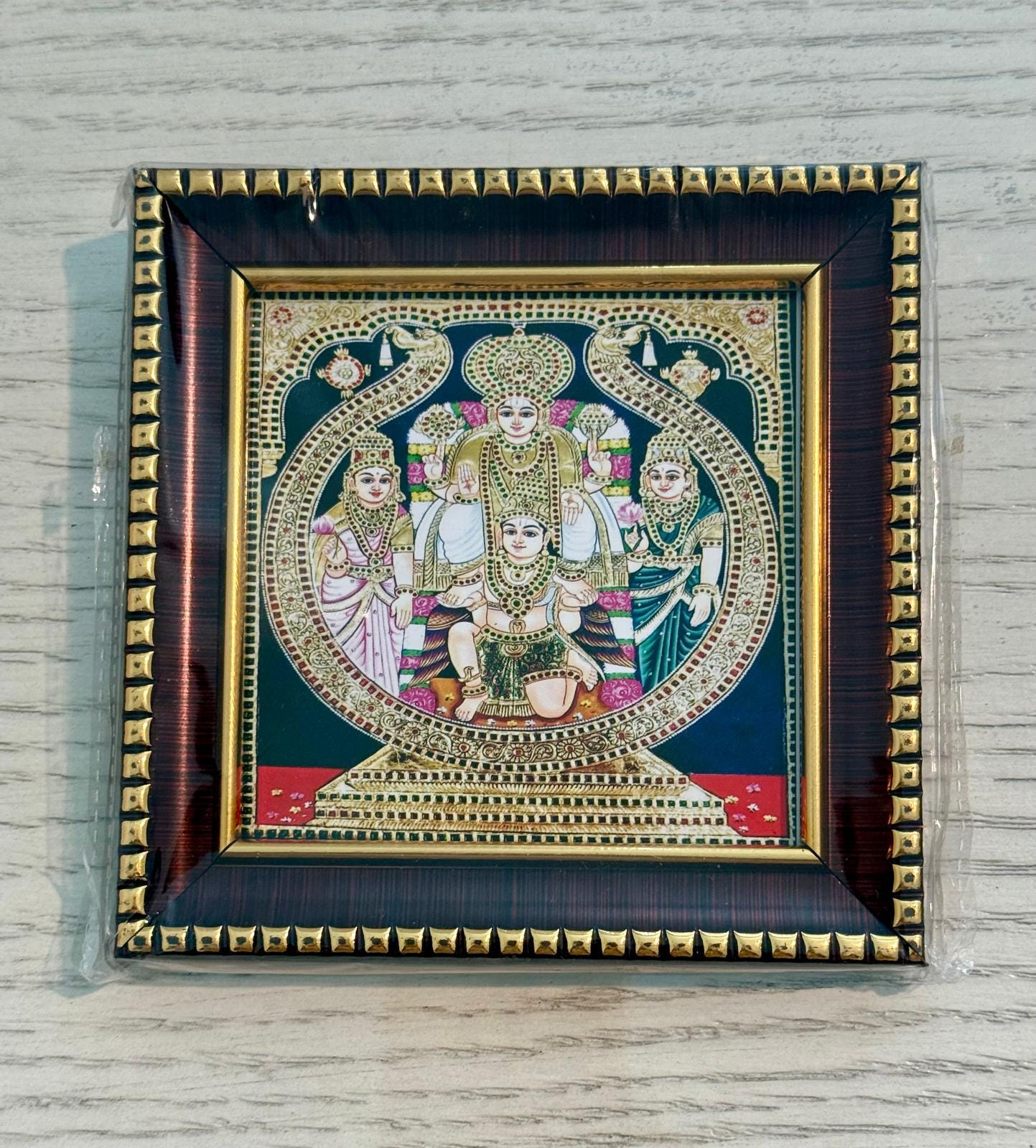 Tanjore Style Hindu God Photo Frame: Small Altar Decor